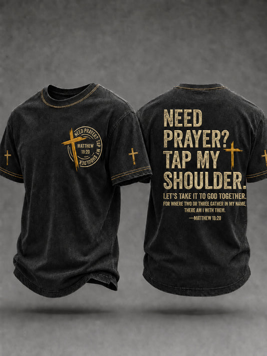 Men's Christian Need Prayer Tap My Shoulder Short Sleeve T-shirt