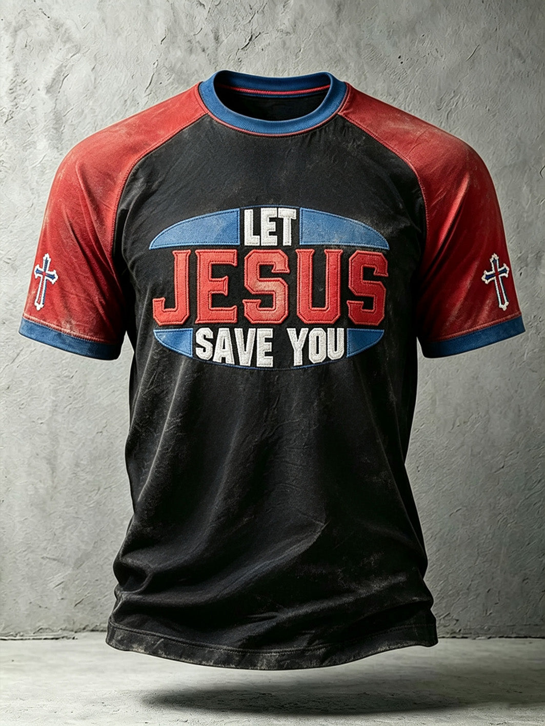 Men's faith theme slogan printed casual short-sleeve T-shirt