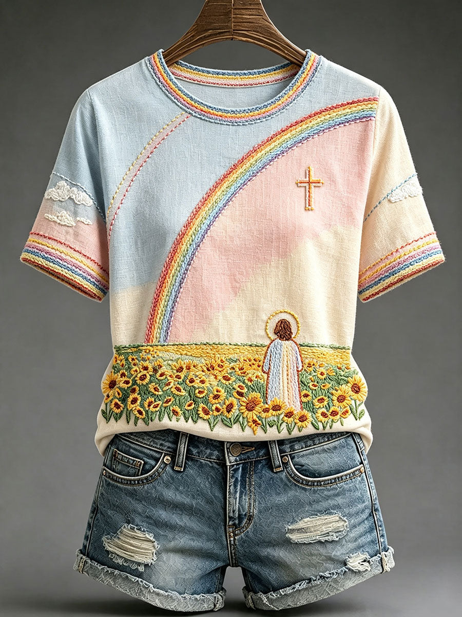 Women's Rainbow Jesus Art Christian T-Shirts