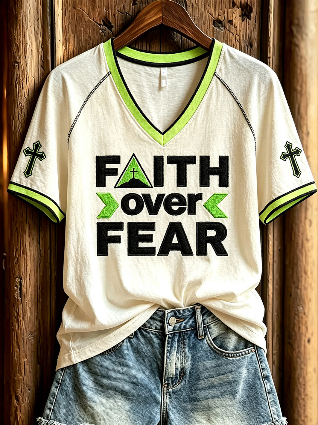 Women's faith theme fun slogan pattern printed casual short-sleeved T-shirt