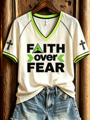Women's faith theme fun slogan pattern printed casual short-sleeved T-shirt