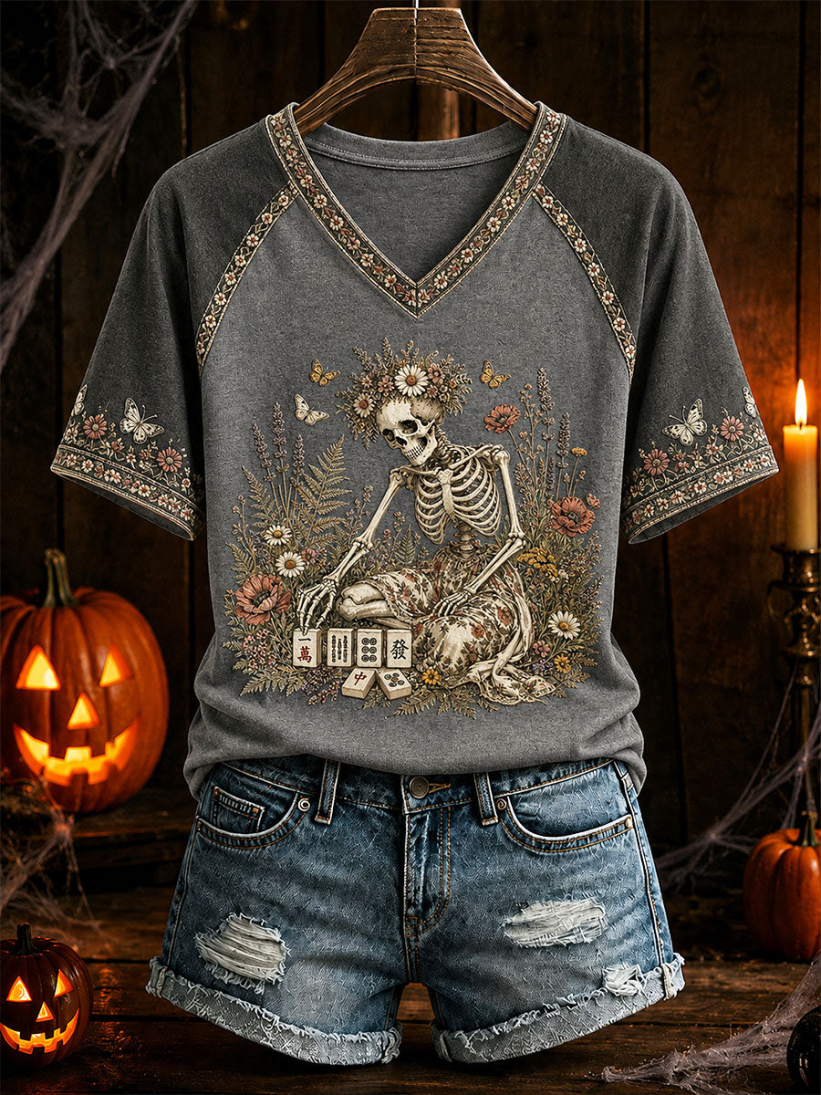 Women's  Mahjong Halloween Casual T-Shirt