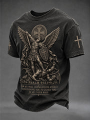 Men's Saint Michael The Archangel Print Short Sleeves T-shirt