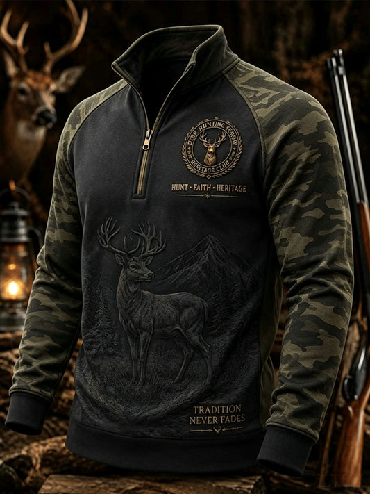 Men's Vintage Traditional Reindeer Pattern Western Sweatshirt