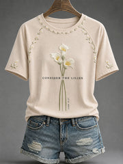 Women’s 'Consider The Lilies' Printed Casual T-Shirt