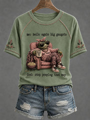 Women's 'Stop Praying That Way' Printed Casual T-Shirt