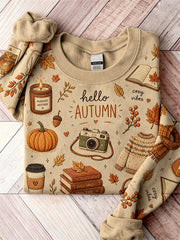 Women's Cozy Fall Elements Pattern Print Sweatshirt