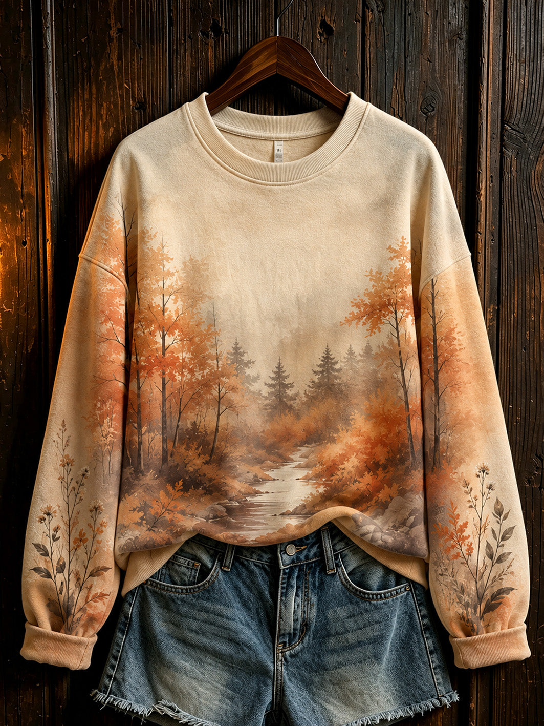 Women's autumn floral pattern printed casual sweatshirt