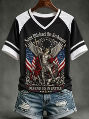 Women's Retro Saint Michael the Archangel Short-sleeved T-shirt
