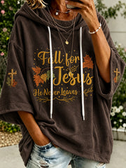 Women's  autumn theme faith slogan pattern color-blocked design casual hoodie
