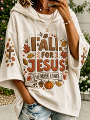 Women's  autumn theme faith slogan pattern color-blocked design casual hoodie