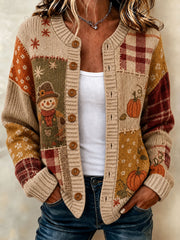 Women's Autumn Patchwork Casual Knitted Cardigan