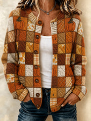 Women's Happy Thanksgiving Printed Cozy Cardigan