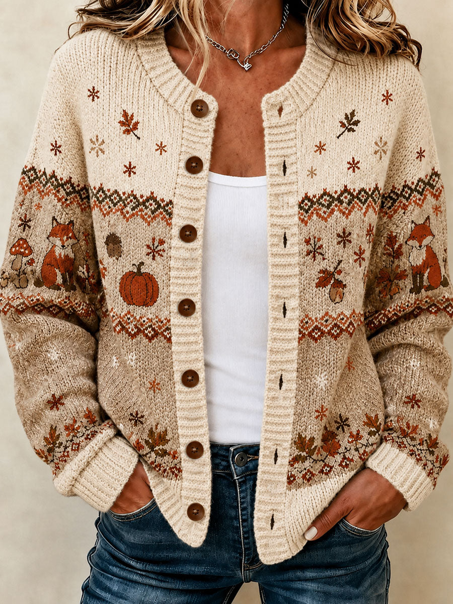Women'S Casual Prints Knitted Cardigan Top