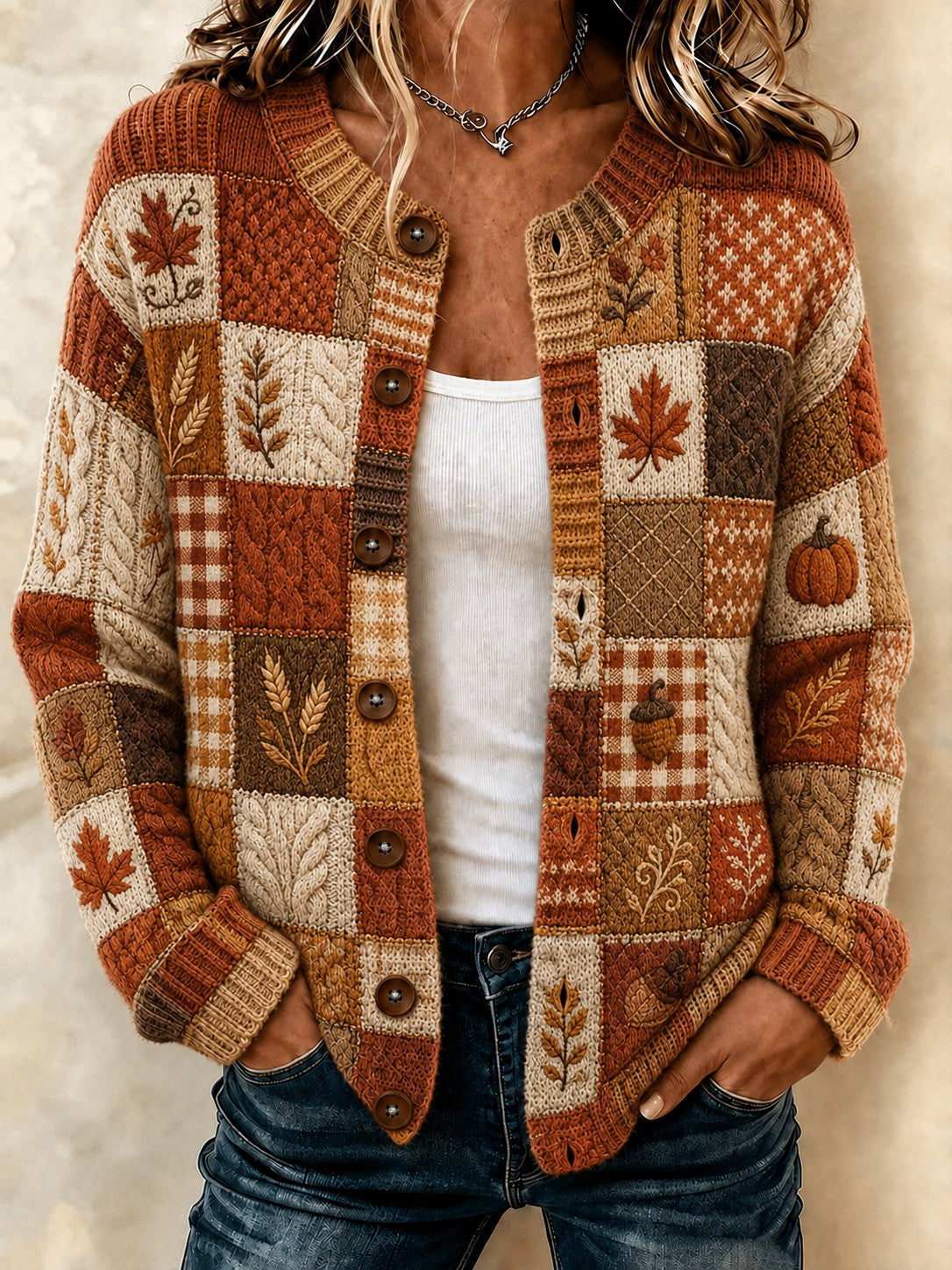 Women's Happy Thanksgiving Printed Cozy Cardigan