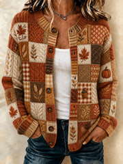 Women's Happy Thanksgiving Printed Cozy Cardigan