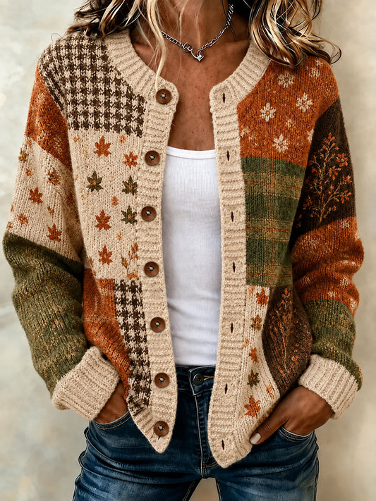 Women'S Casual Prints Knitted Cardigan Top