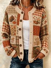 Women's Happy Thanksgiving Printed Cozy Cardigan