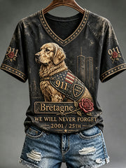 Women's 911 TASK FORCE 1 Bretagne WE WILL NEVER FORGET 2001/25TH T-shirt