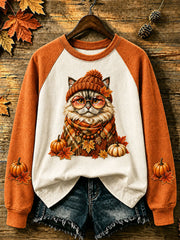 Women's Funny Cute Cat Regular Sweatshirt