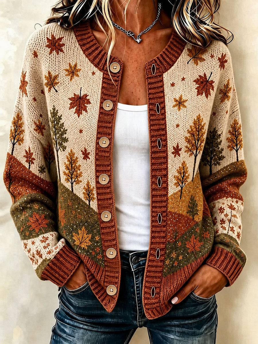 Women's Fall Plaid Print Casual Cardigan