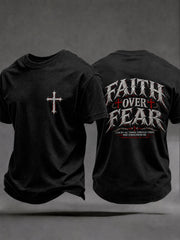 Men's Faith Over Fear Printed Casual T-Shirt