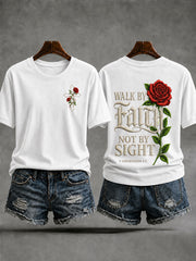Women's 'Walk By Faith Not By Sight' Printed Casual T-Shirt