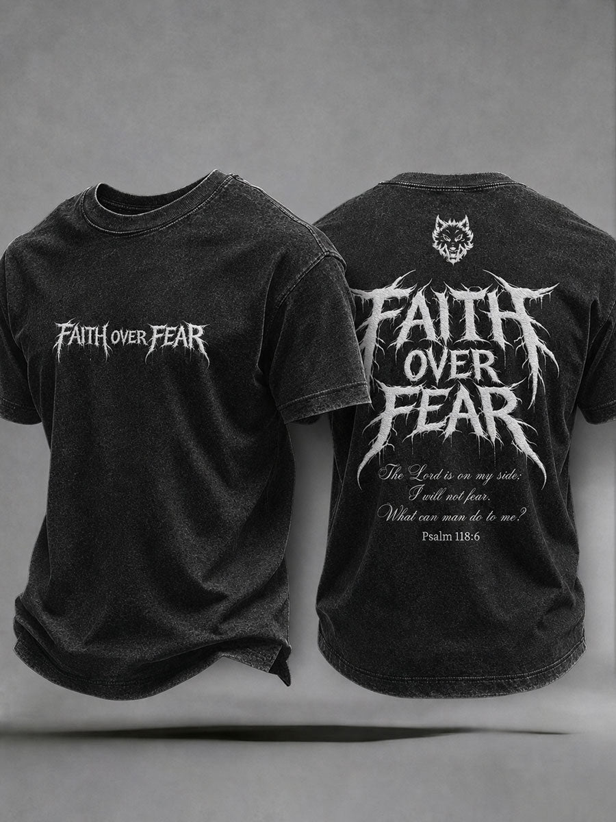Men's Faith Over Fear Printed Casual T-Shirt
