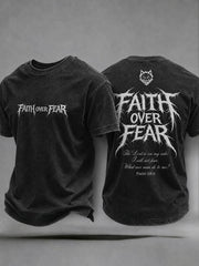 Men's Faith Over Fear Printed Casual T-Shirt