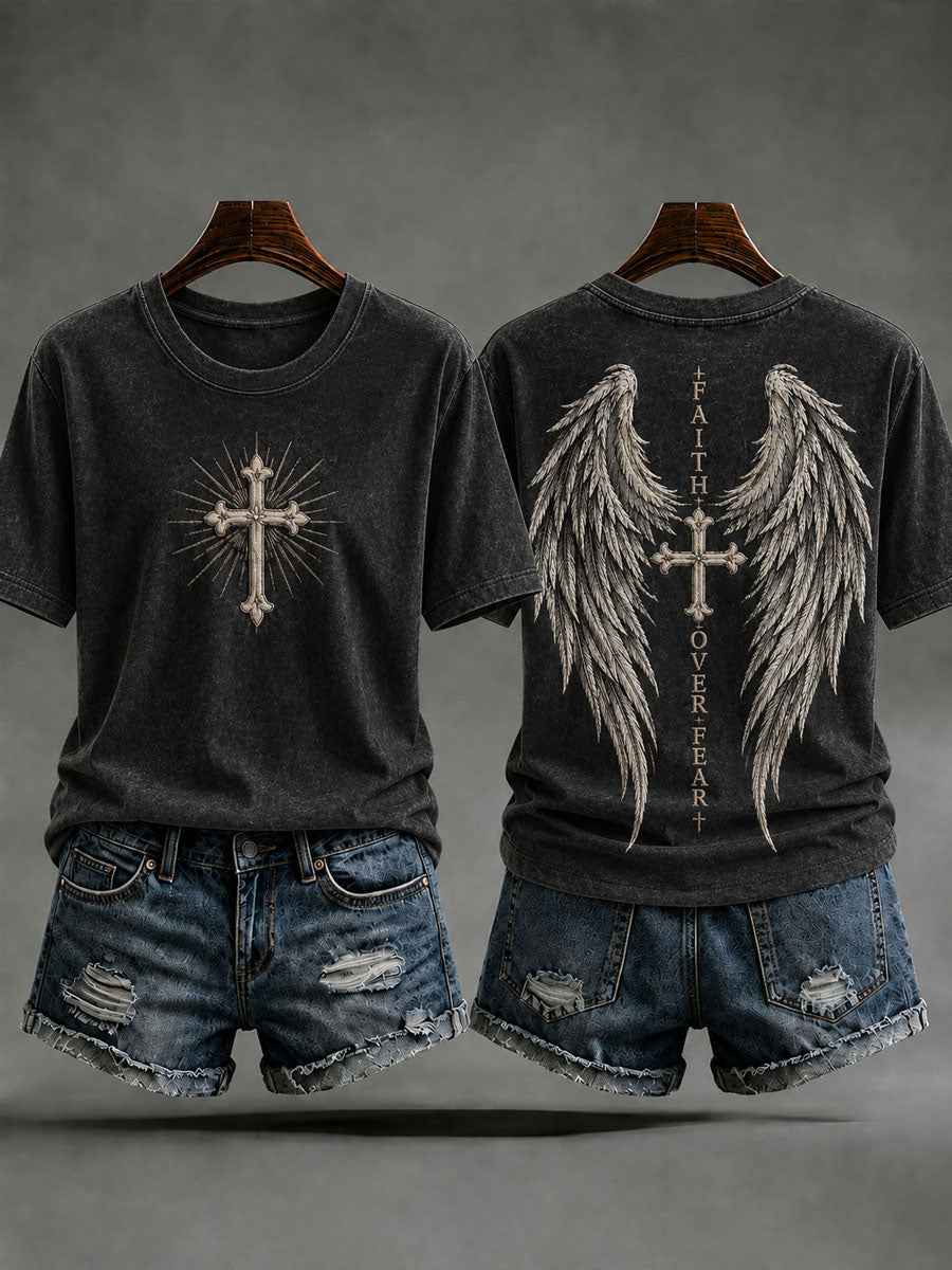Women's Faith Over Fear Printed Casual T-Shirt