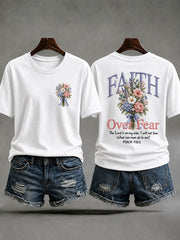 Women's Faith Over Fear Printed Casual T-Shirt