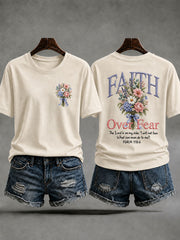 Women's Faith Over Fear Printed Casual T-Shirt