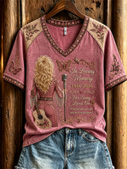 Women's Country Music Angel Inspired Vintage Print Memorial short-sleeved T-shirt