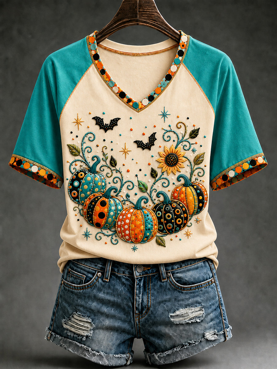 Women's Halloween Pumpkin Short-Sleeve T-Shirt