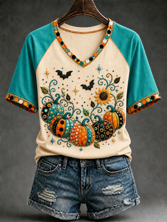 Women's Halloween Pumpkin Short-Sleeve T-Shirt