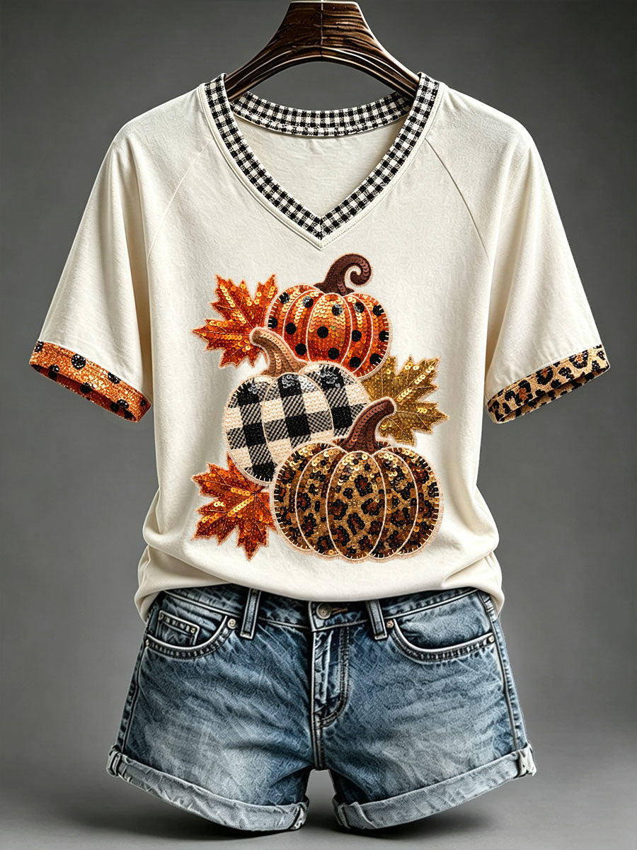 Women's Shiny Fall Pumpkin T-Shirt