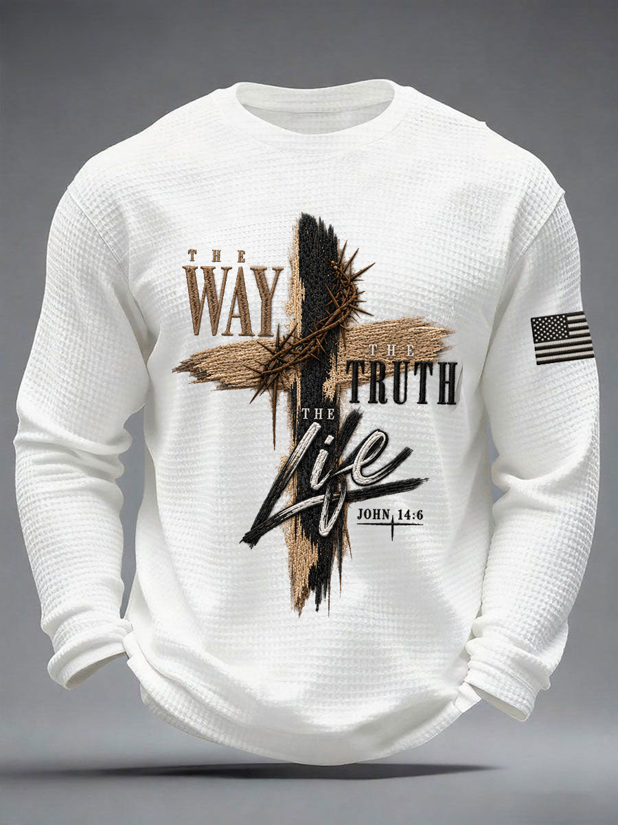 Men's The Way The Truth The Life Waffle Long Sleeve T-Shirt