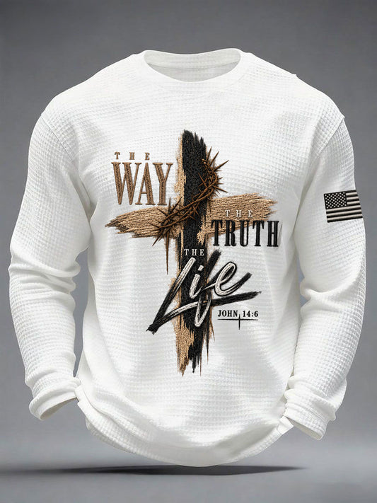 Men's The Way The Truth The Life Waffle Long Sleeve T-Shirt