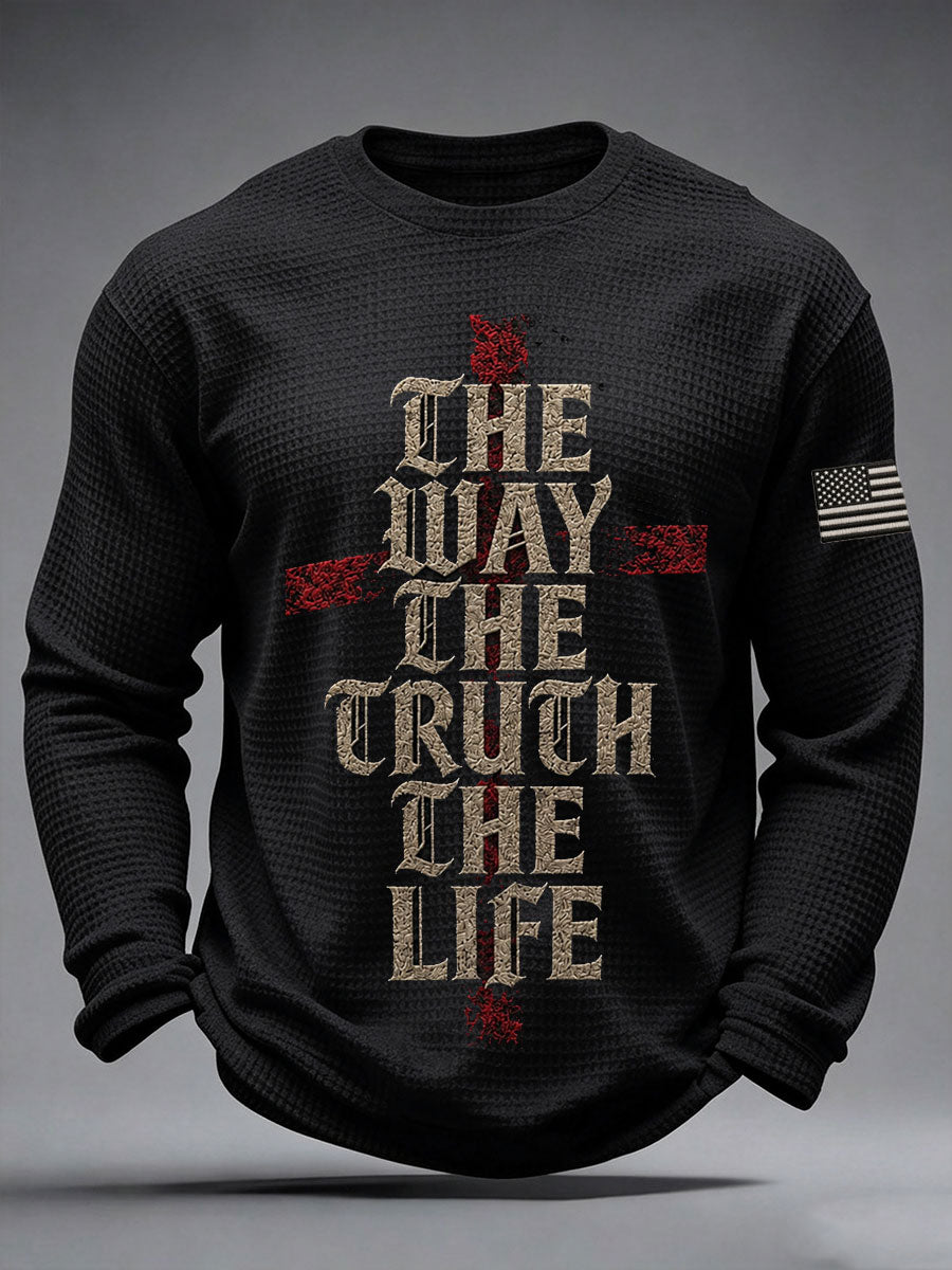 Men's The Way The Truth The Life Waffle Long Sleeve T-Shirt