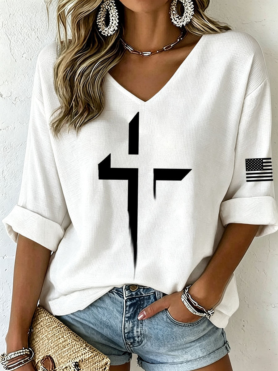 Women's Faith Cross Waffle Top