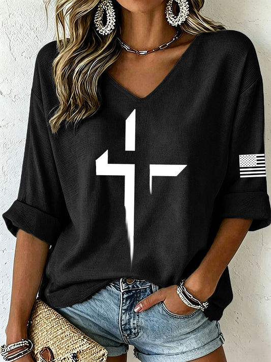 Women's Faith Cross Waffle Top
