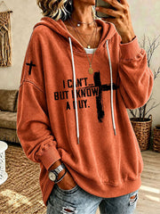 Women's 'I Can't But I Know A Guy' Printed Casual Hoodie