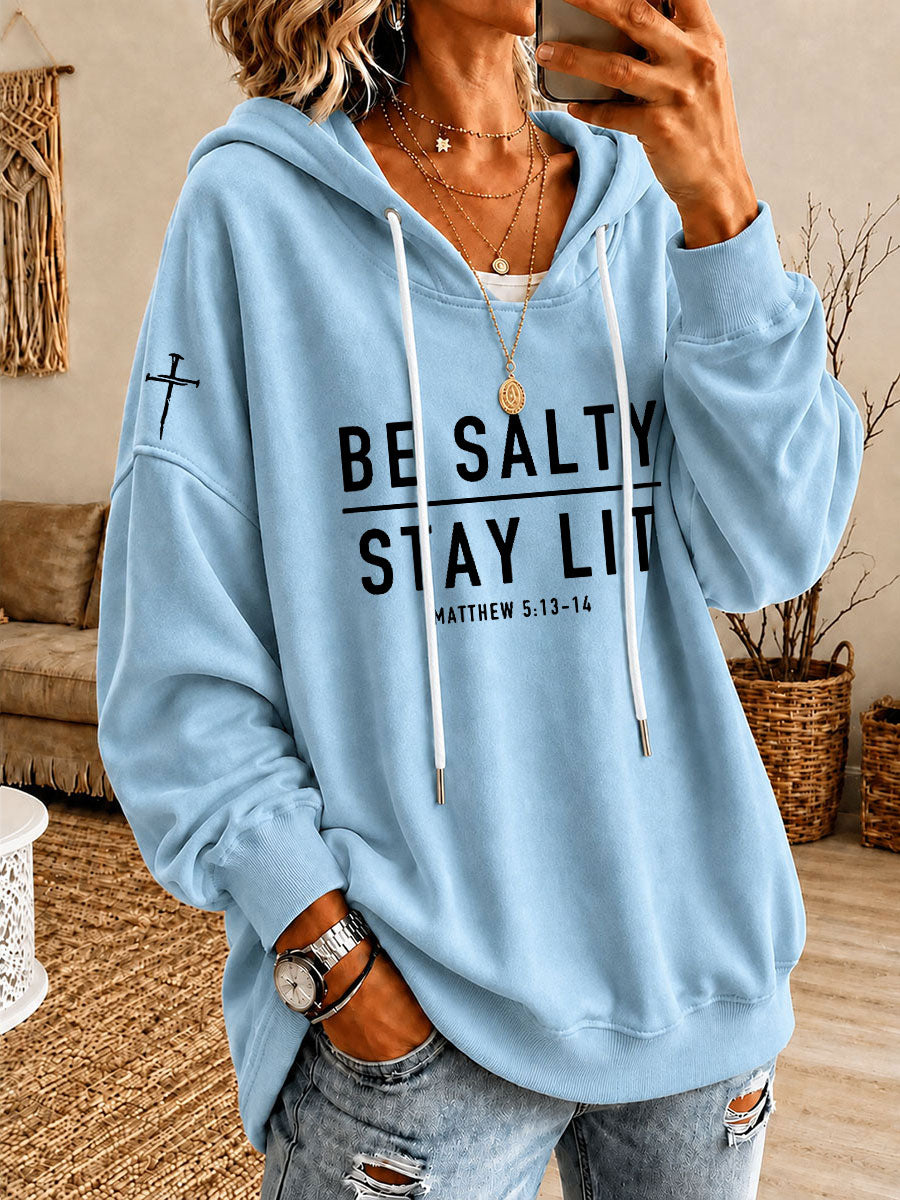 Women's 'Be Salty Stay Lit' Printed Casual Hoodie