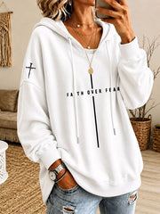 Women’s 'Faith Over Fear' Printed Casual Hoodie