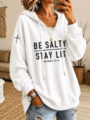 Women's 'Be Salty Stay Lit' Printed Casual Hoodie