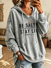 Women's 'Be Salty Stay Lit' Printed Casual Hoodie