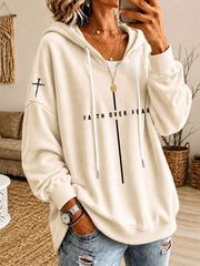 Women’s 'Faith Over Fear' Printed Casual Hoodie