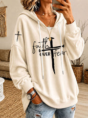 Women’s 'Faith Over Fear' Printed Casual Hoodie