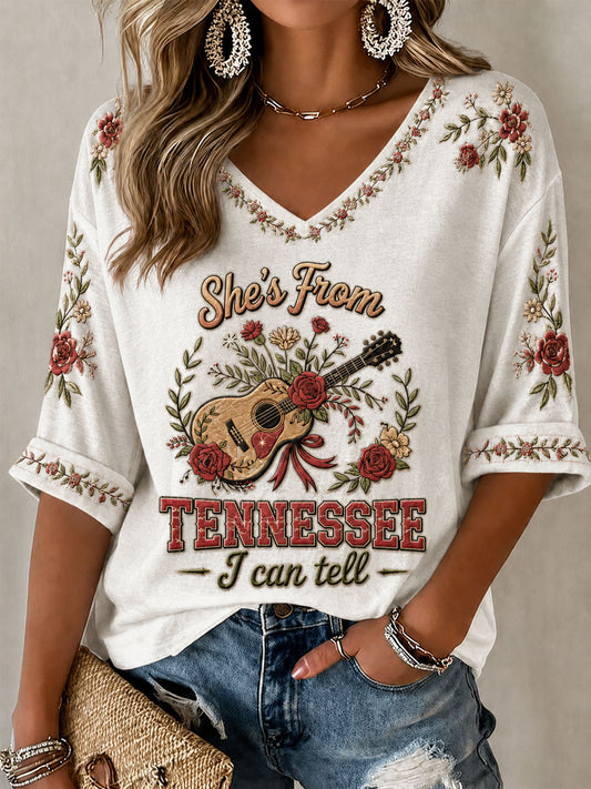 Women's 'She's From Tennessee I Can Tell' Printed Casual T-Shirt