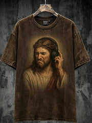 Men's Retro God's Music Art Printed Casual T-shirt